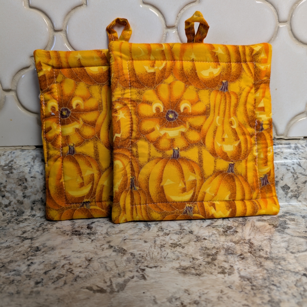 Pumpkin Patterned Pot Holders